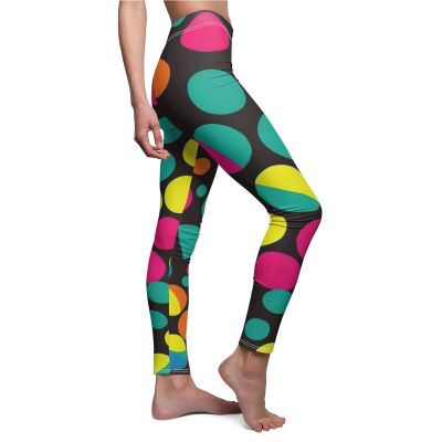 Womens Skinny Casual Leggings All Over Print Psychedelic Polka Dots Colorful